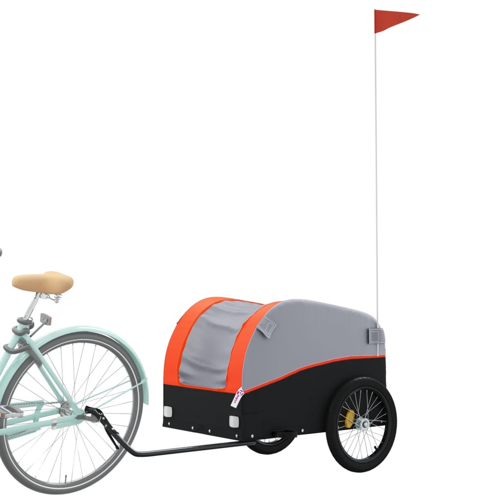 Vidaxl Bicycle Trailer 45 kg de fer noir et orange