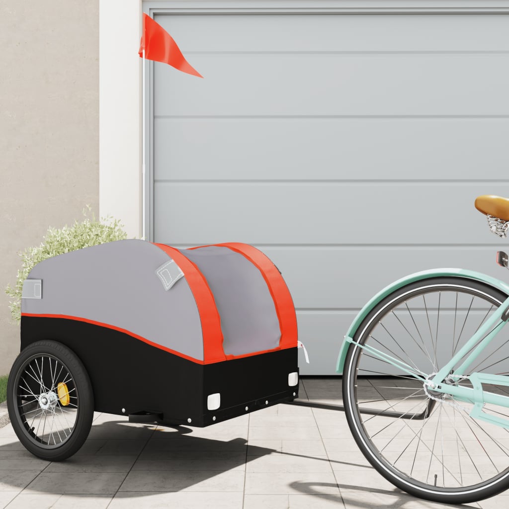 Vidaxl Bicycle Trailer 45 kg Iron Black and Orange