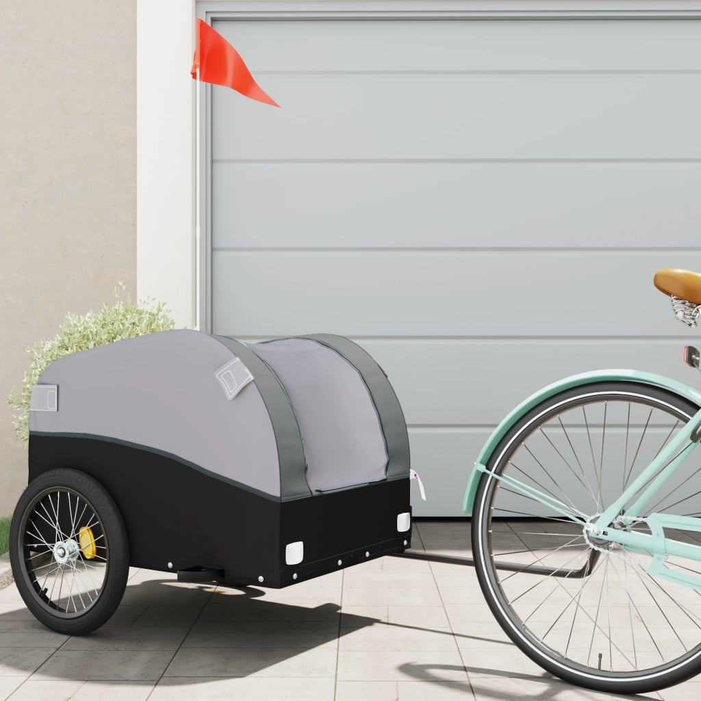 TRAILER VIDAXL BICYCLE 45 kg di ferro nero e grigio