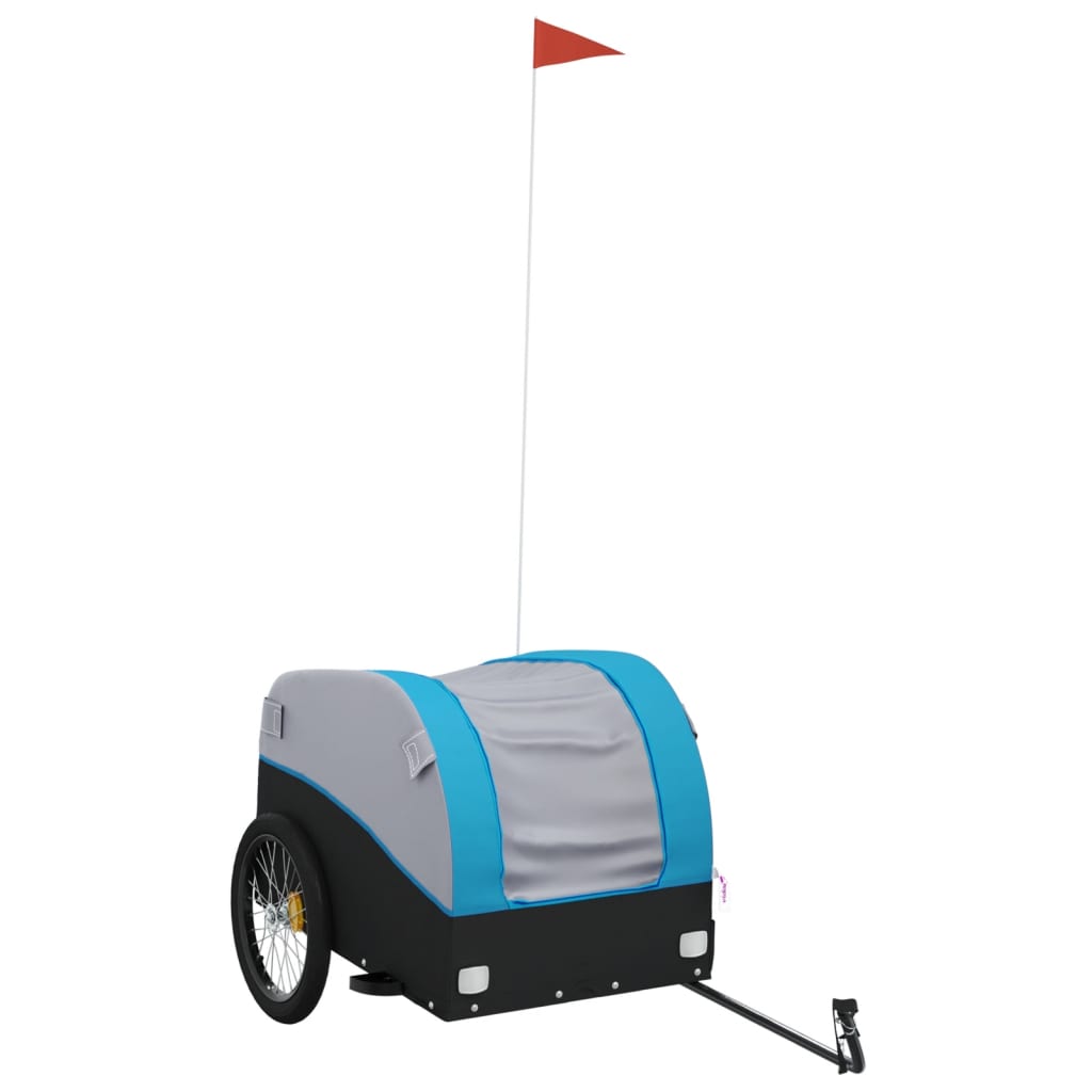 Vidaxl fietstrailer 45 kg ijzer zwart en blauw