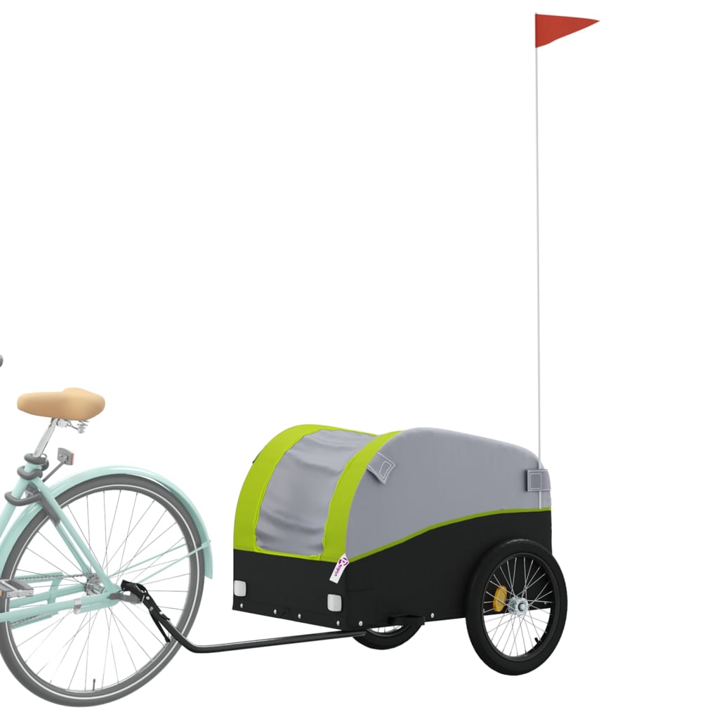 Vidaxl fietstrailer 45 kg ijzer zwart en groen