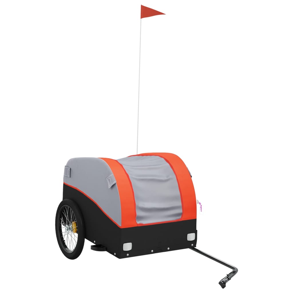 Vidaxl Bicycle Trailer 45 kg de fer noir et orange