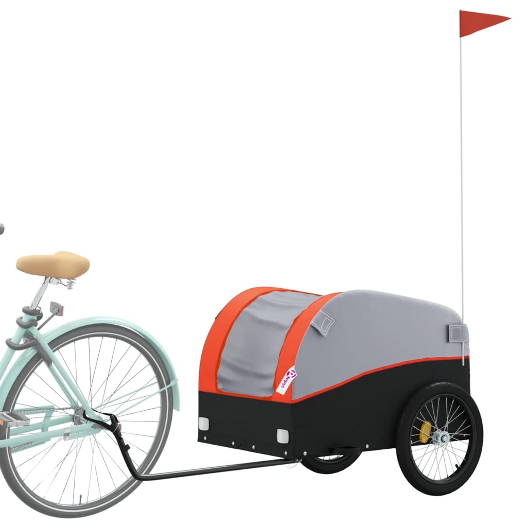 Vidaxl Bicycle Trailer 45 kg jern svart og oransje