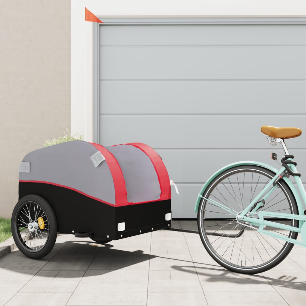 Trailer Vidaxl Bicycle 45 kg di ferro nero e rosso