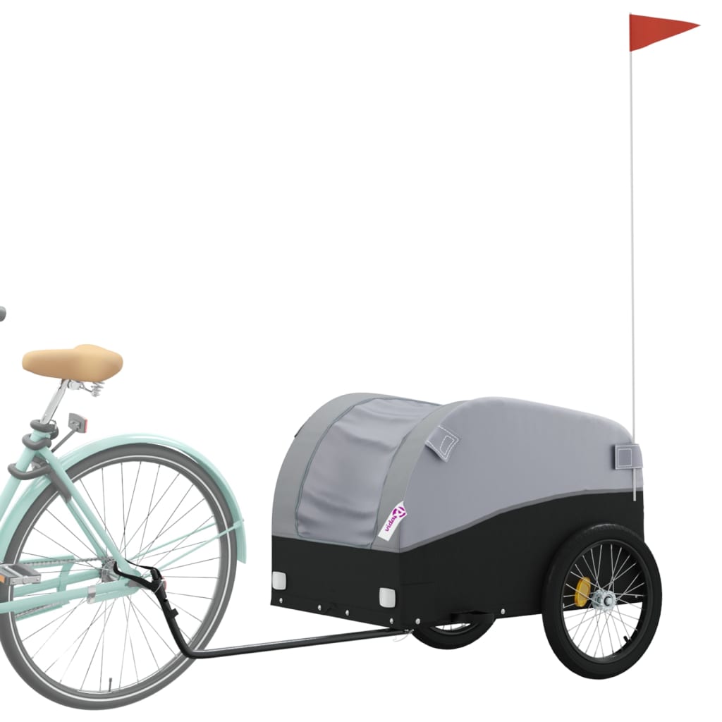 Vidaxl Bicycle Trailer 45 kg de fer noir et gris