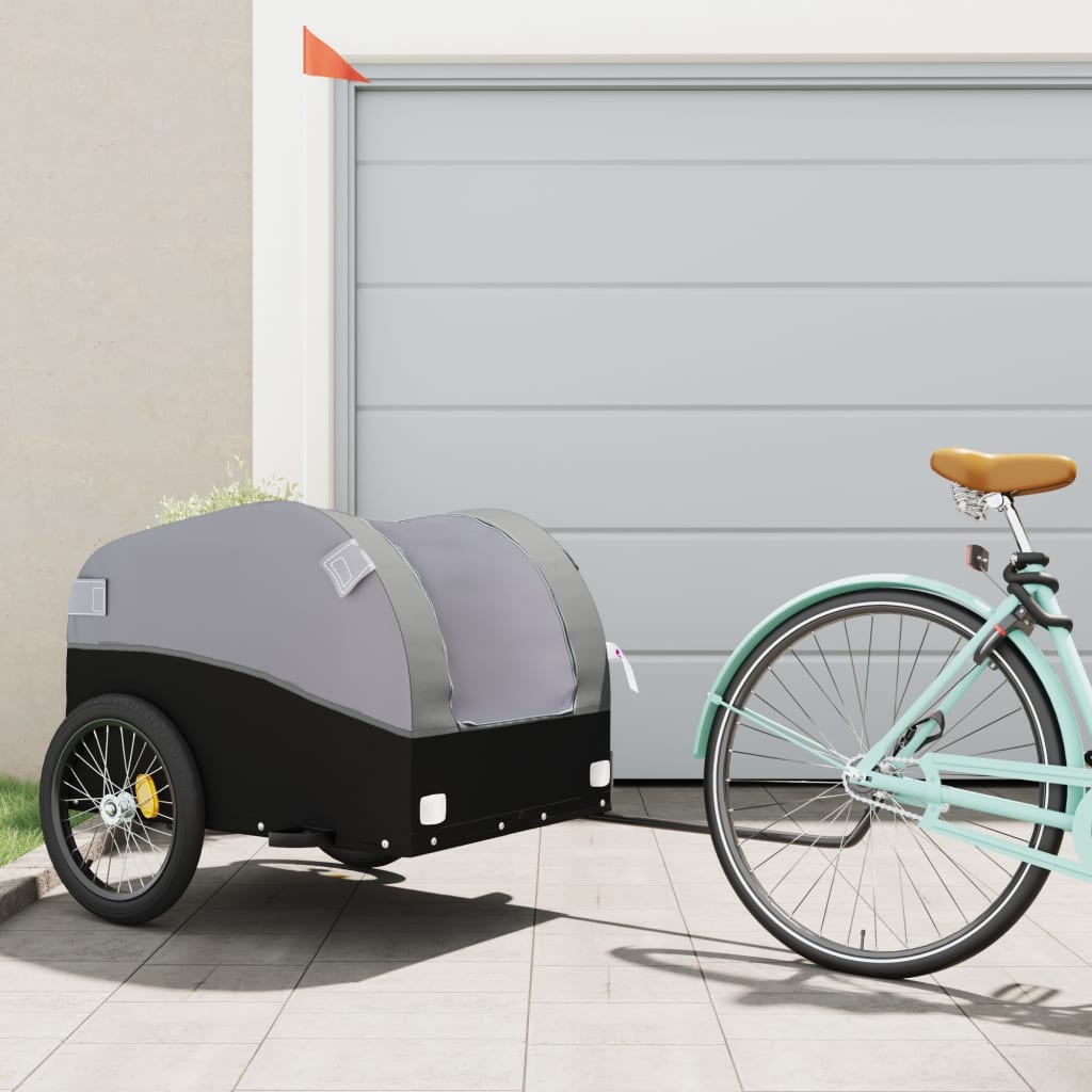 Vidaxl Bicycle Trailer 45 kg de fer noir et gris