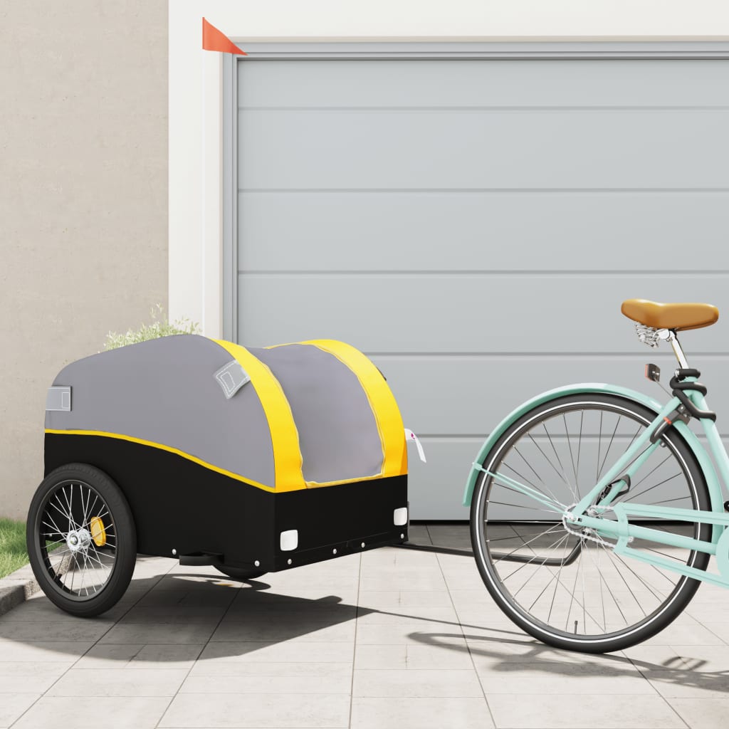 Vidaxl bicycle trailer 45 kg iron black and yellow