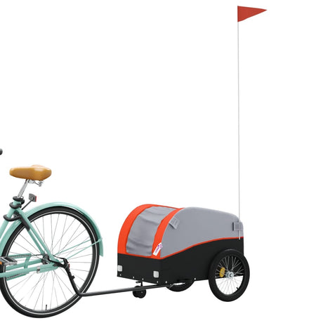 VidaXL remorque à vélo 30 kg fer noir et orange