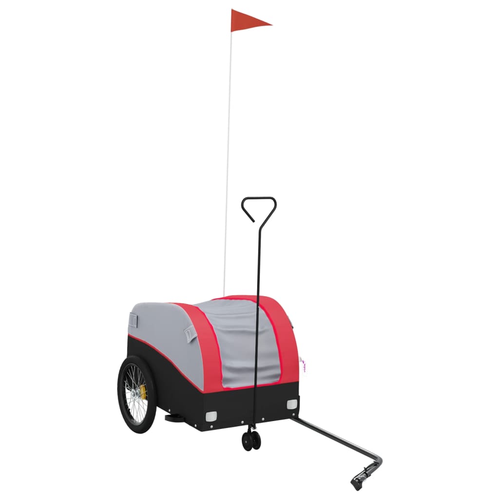 VidaXL remorque à vélo 30 kg fer noir et rouge