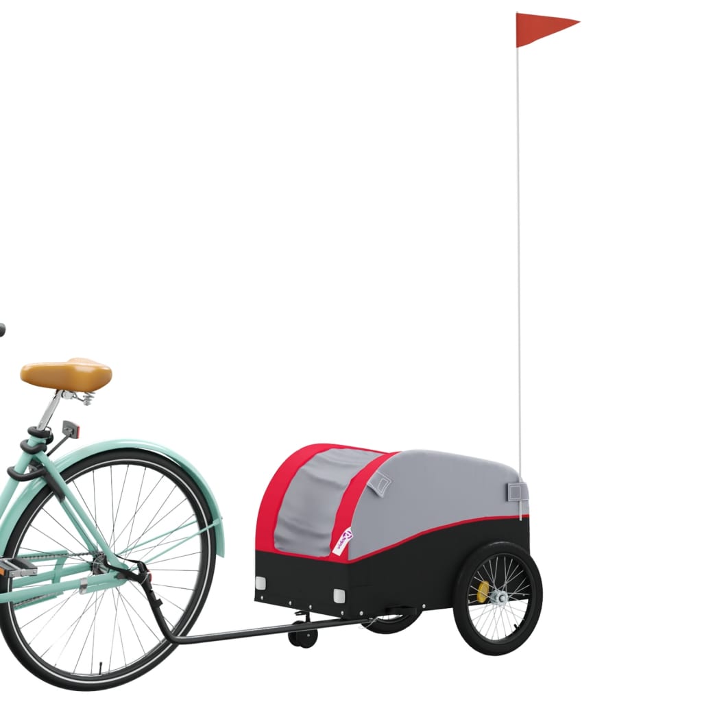VidaXL remorque à vélo 30 kg fer noir et rouge