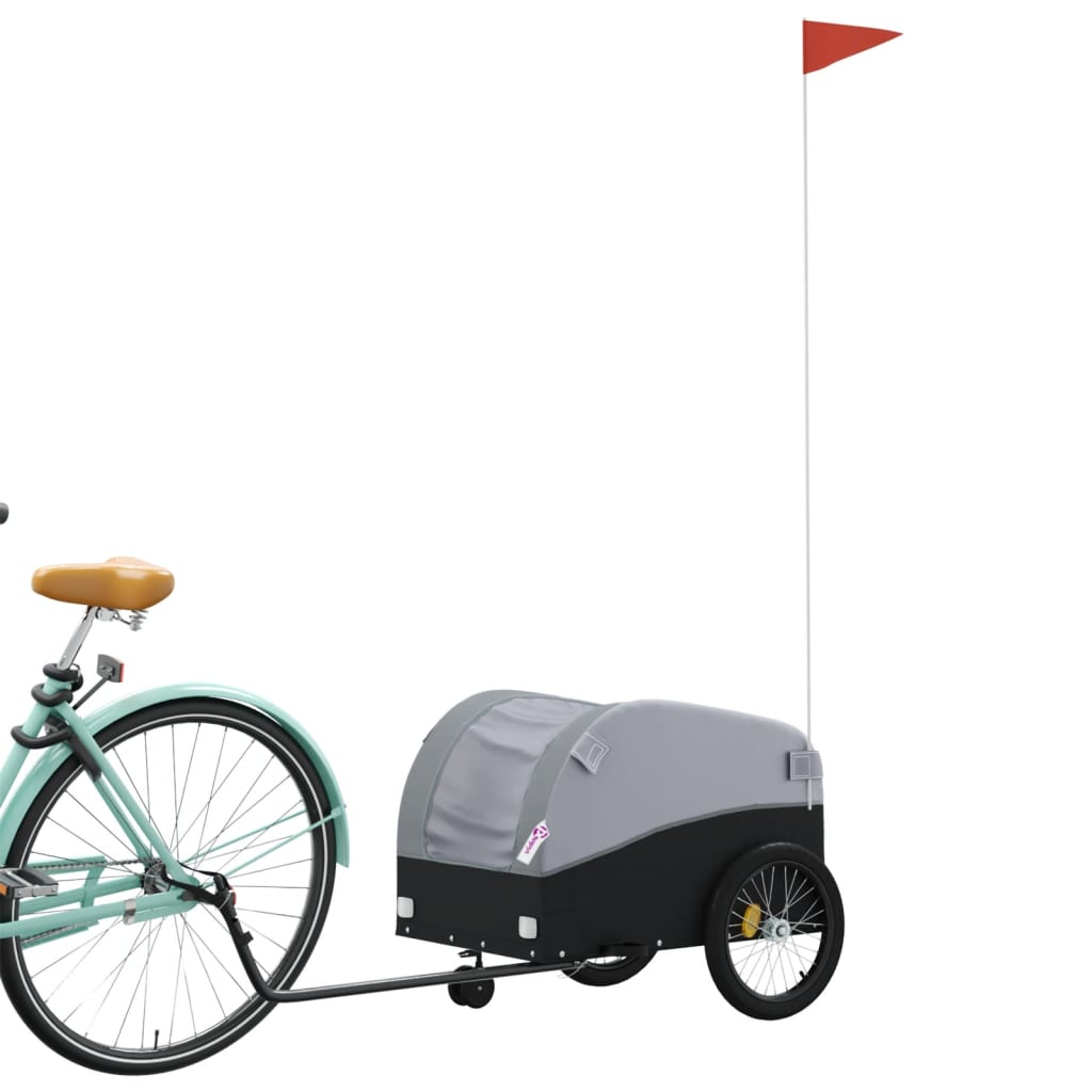 Vidaxxl remorque à vélo 30 kg fer noir et gris