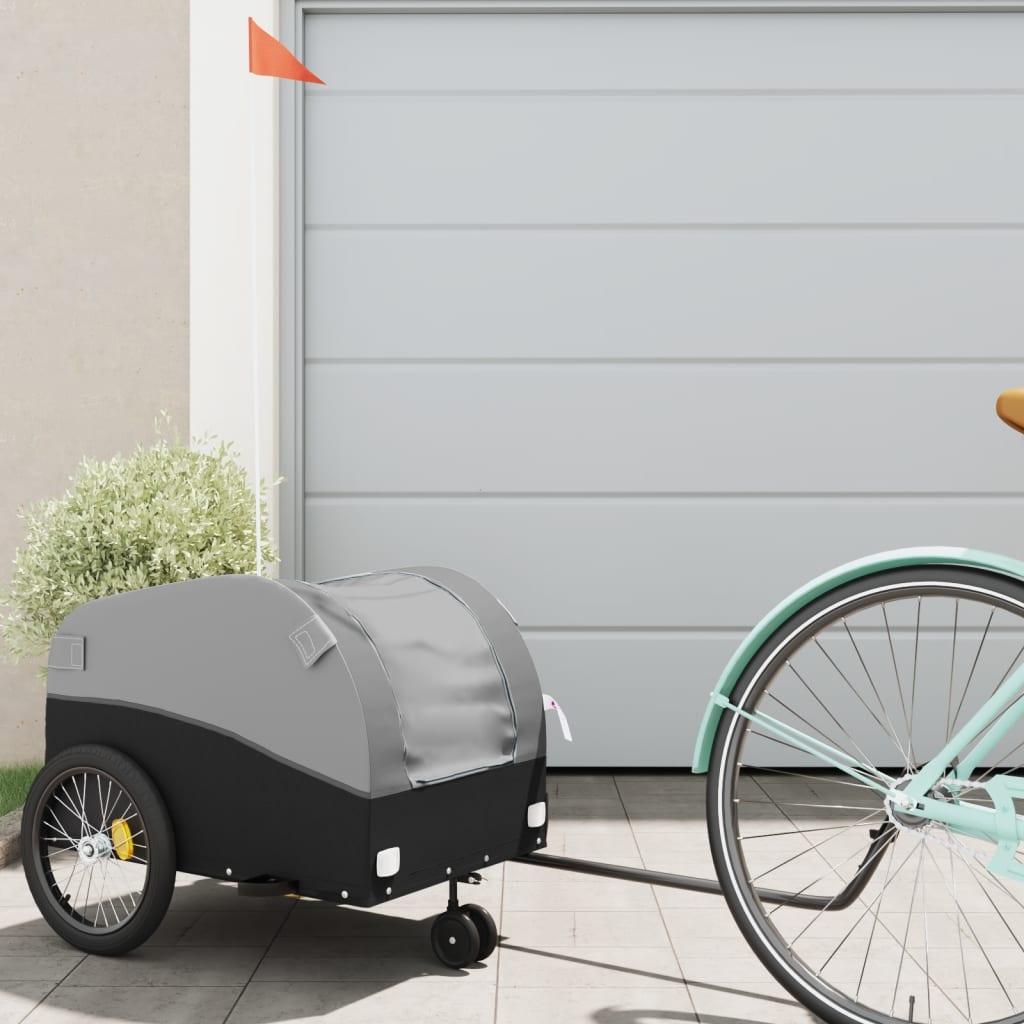 Vidaxxl remorque à vélo 30 kg fer noir et gris