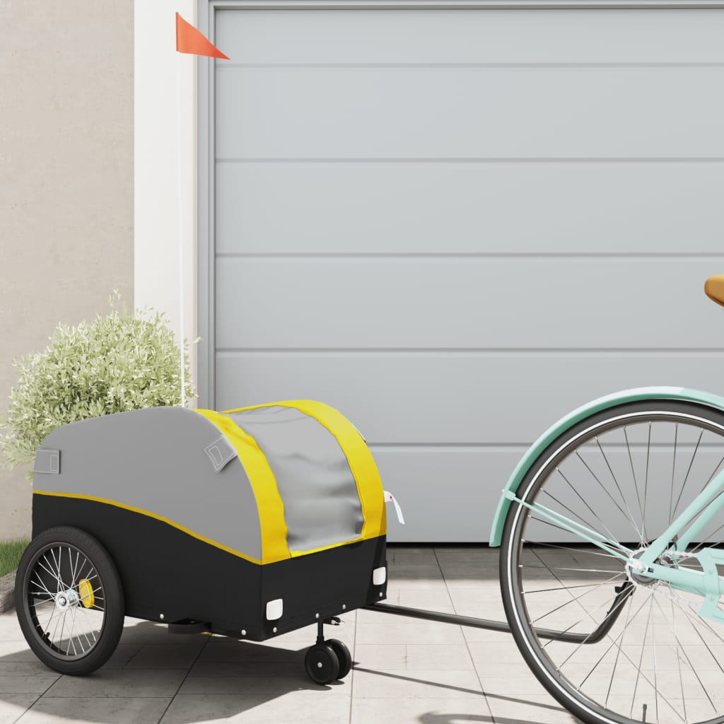 Vidaxl Bicycle Trailer 30 kg di ferro nero e giallo