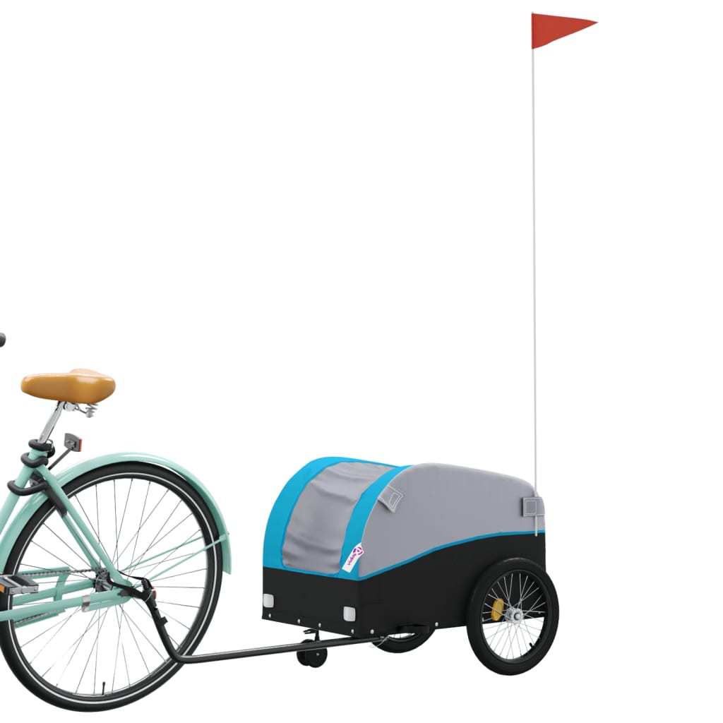 VidaXL remorque à vélo 30 kg fer noir et bleu