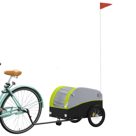 Vidaxxl remorque à vélo 30 kg fer noir et vert