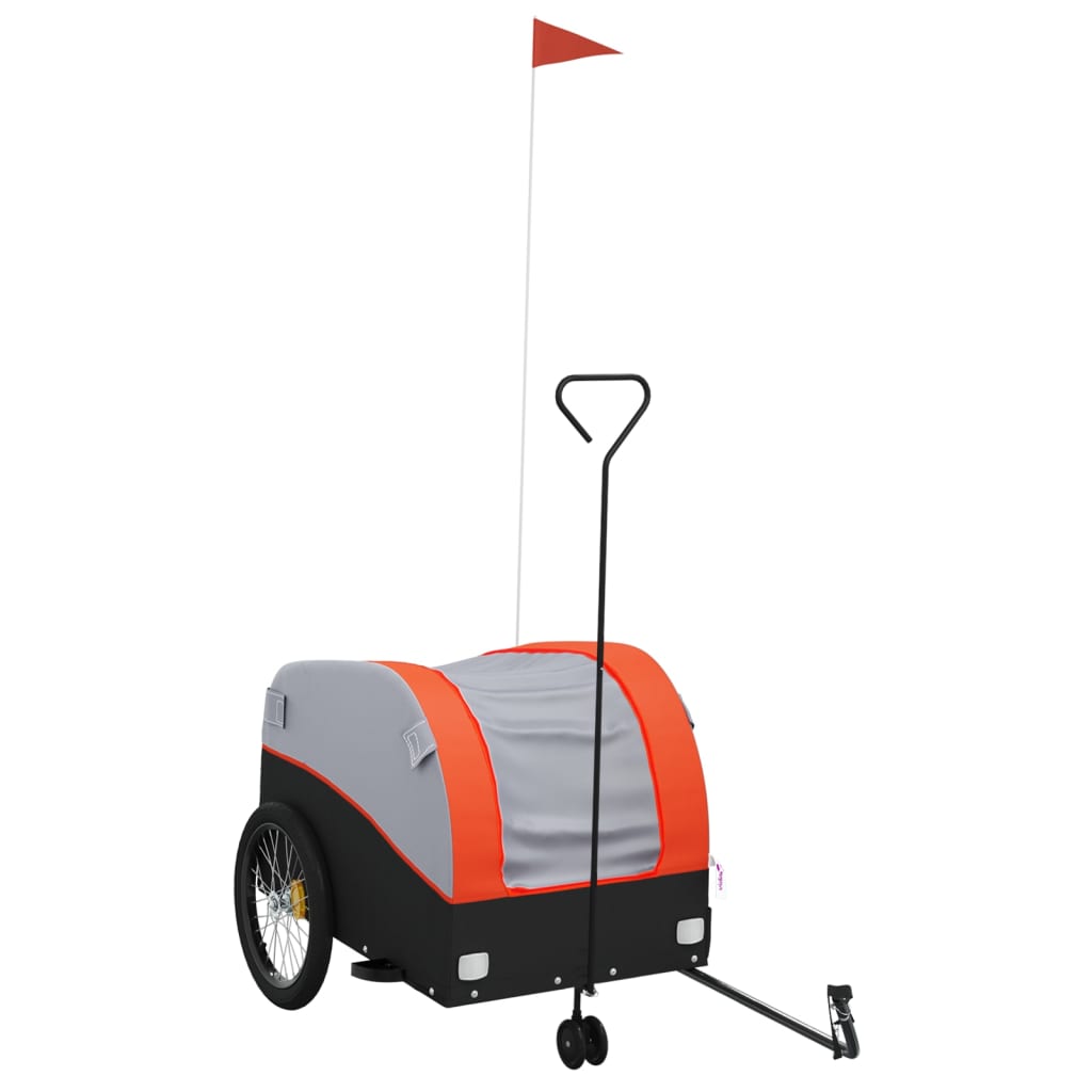 VidaXL remorque à vélo 45 kg fer noir et orange