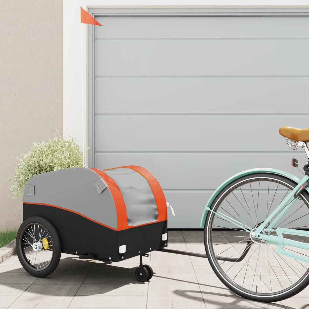 Vidaxl Bicycle Trailer 45 kg Iron Black and Orange