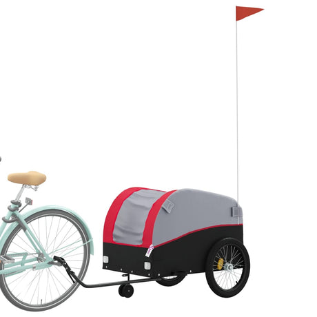 Vidaxxl remorque à vélo 45 kg fer noir et rouge