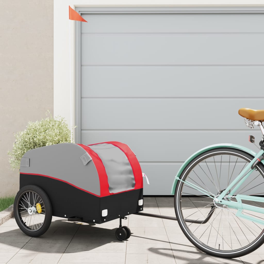 Vidaxxl remorque à vélo 45 kg fer noir et rouge