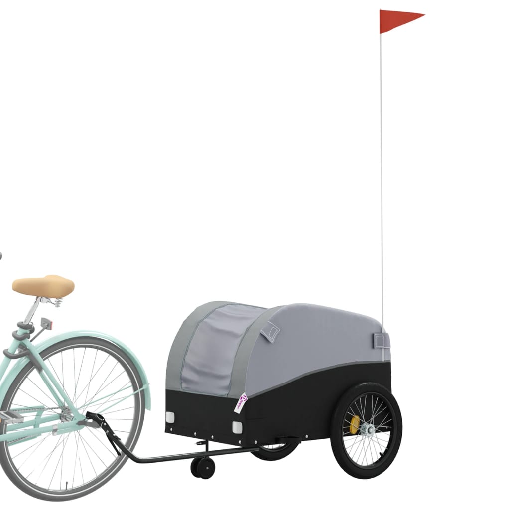 Vidaxxl remorque à vélo 45 kg fer noir et gris