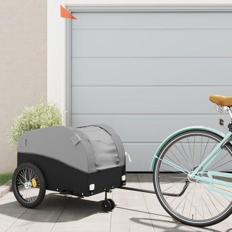 Vidaxxl remorque à vélo 45 kg fer noir et gris