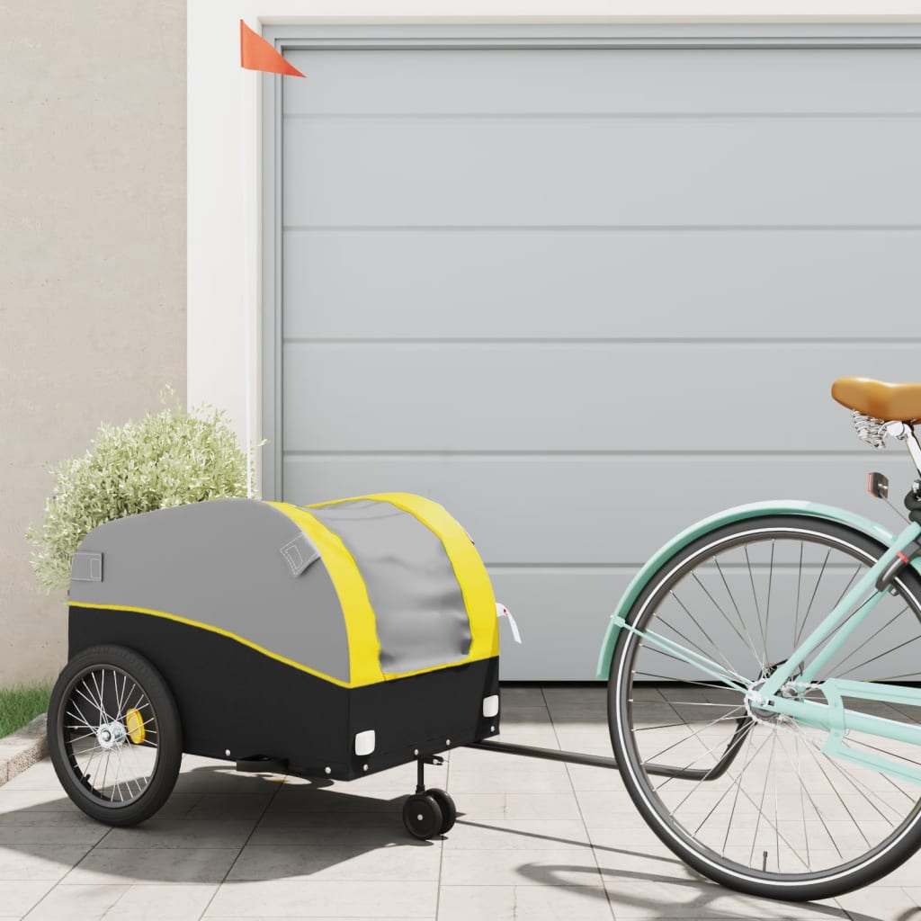 Vidaxxl remorque à vélo 45 kg fer noir et jaune