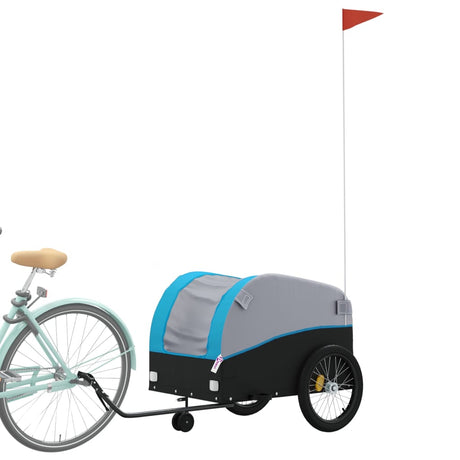 VidaXL remorque à vélo 45 kg fer noir et bleu