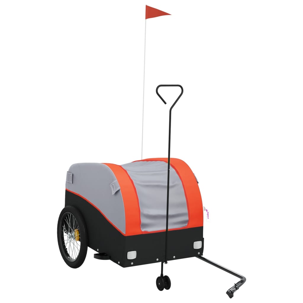 VidaXL remorque à vélo 45 kg fer noir et orange