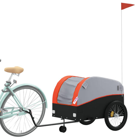 VidaXL remorque à vélo 45 kg fer noir et orange