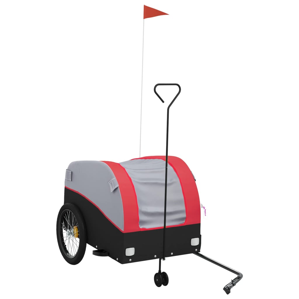 Vidaxxl remorque à vélo 45 kg fer noir et rouge