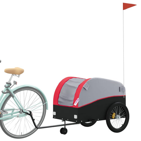 Vidaxxl remorque à vélo 45 kg fer noir et rouge