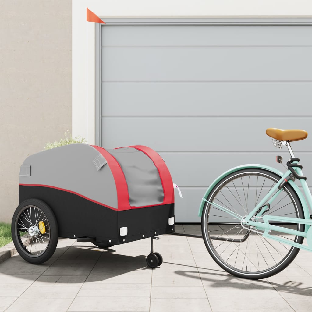 Vidaxxl remorque à vélo 45 kg fer noir et rouge