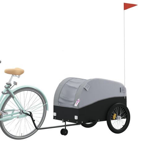 Vidaxxl remorque à vélo 45 kg fer noir et gris