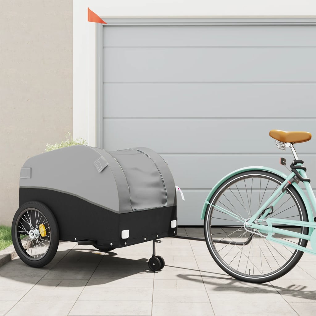 TRAILER VIDAXL BICYCLE 45 kg di ferro nero e grigio