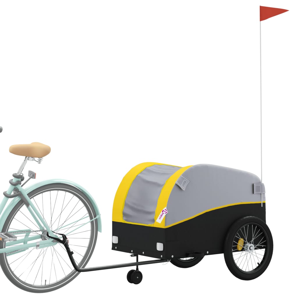 Trailer Vidaxl Bicycle 45 kg di ferro nero e giallo