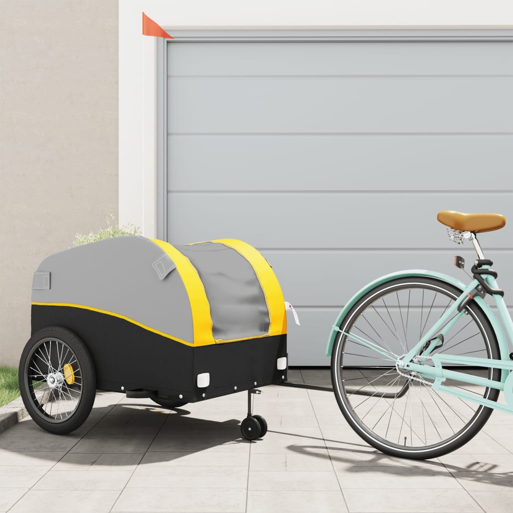 Trailer Vidaxl Bicycle 45 kg di ferro nero e giallo