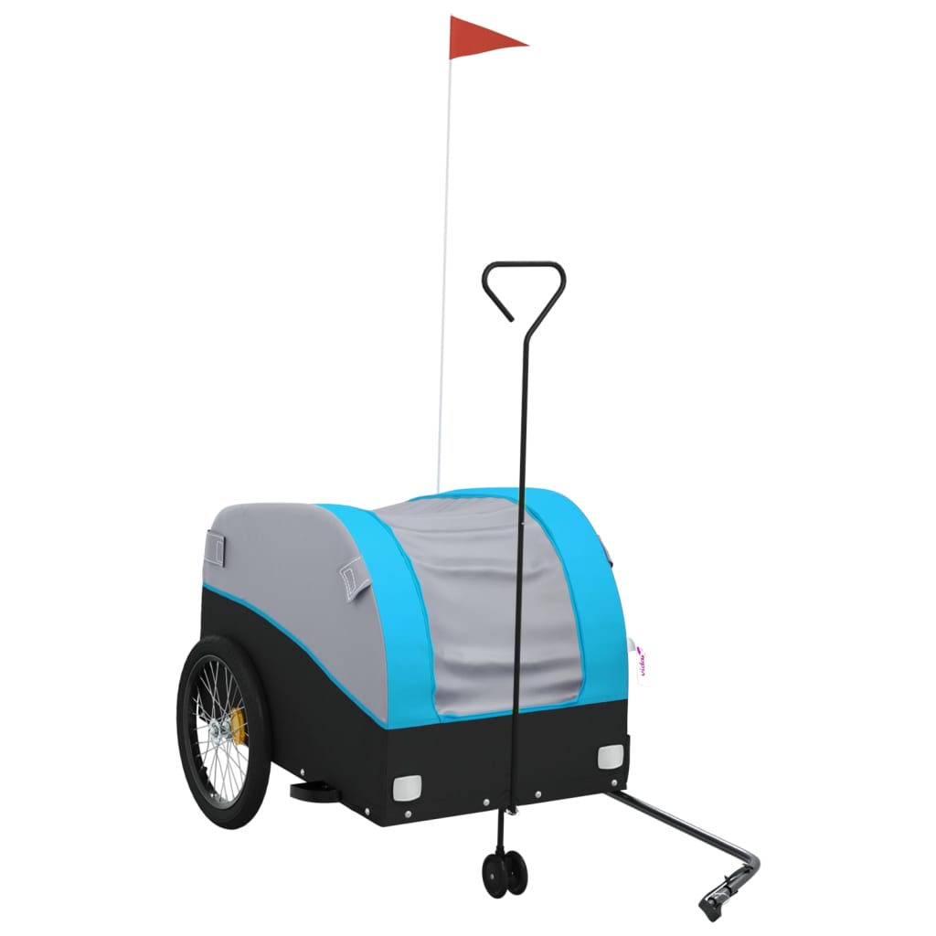 VidaXL remorque à vélo 45 kg fer noir et bleu