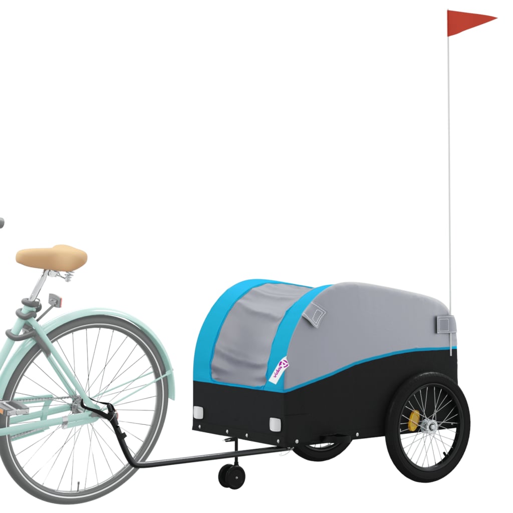 VidaXL remorque à vélo 45 kg fer noir et bleu
