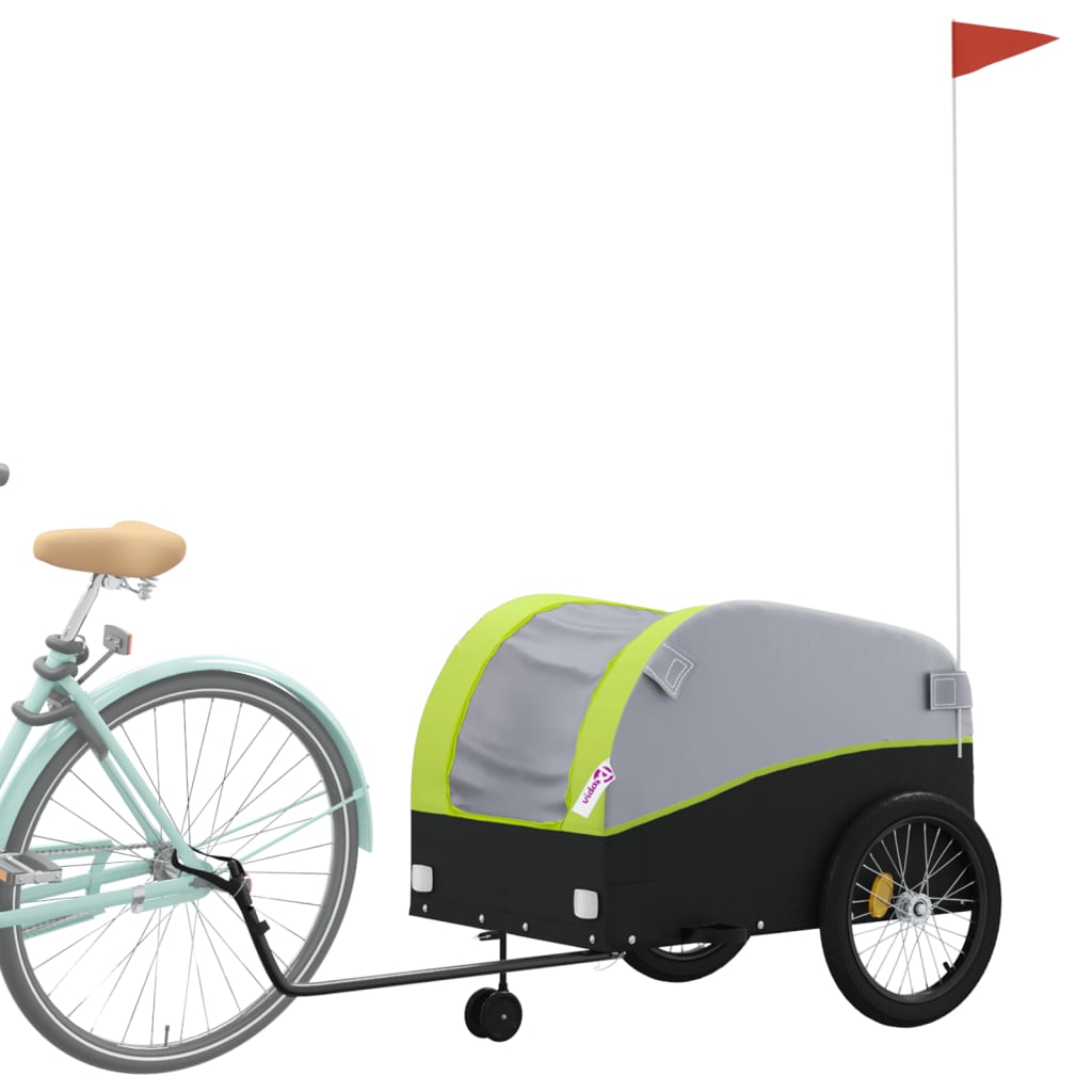 VidaXL remorque à vélo 45 kg fer noir et vert
