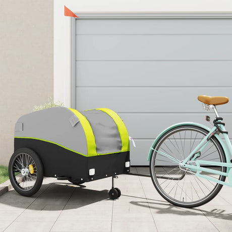 VidaXL remorque à vélo 45 kg fer noir et vert