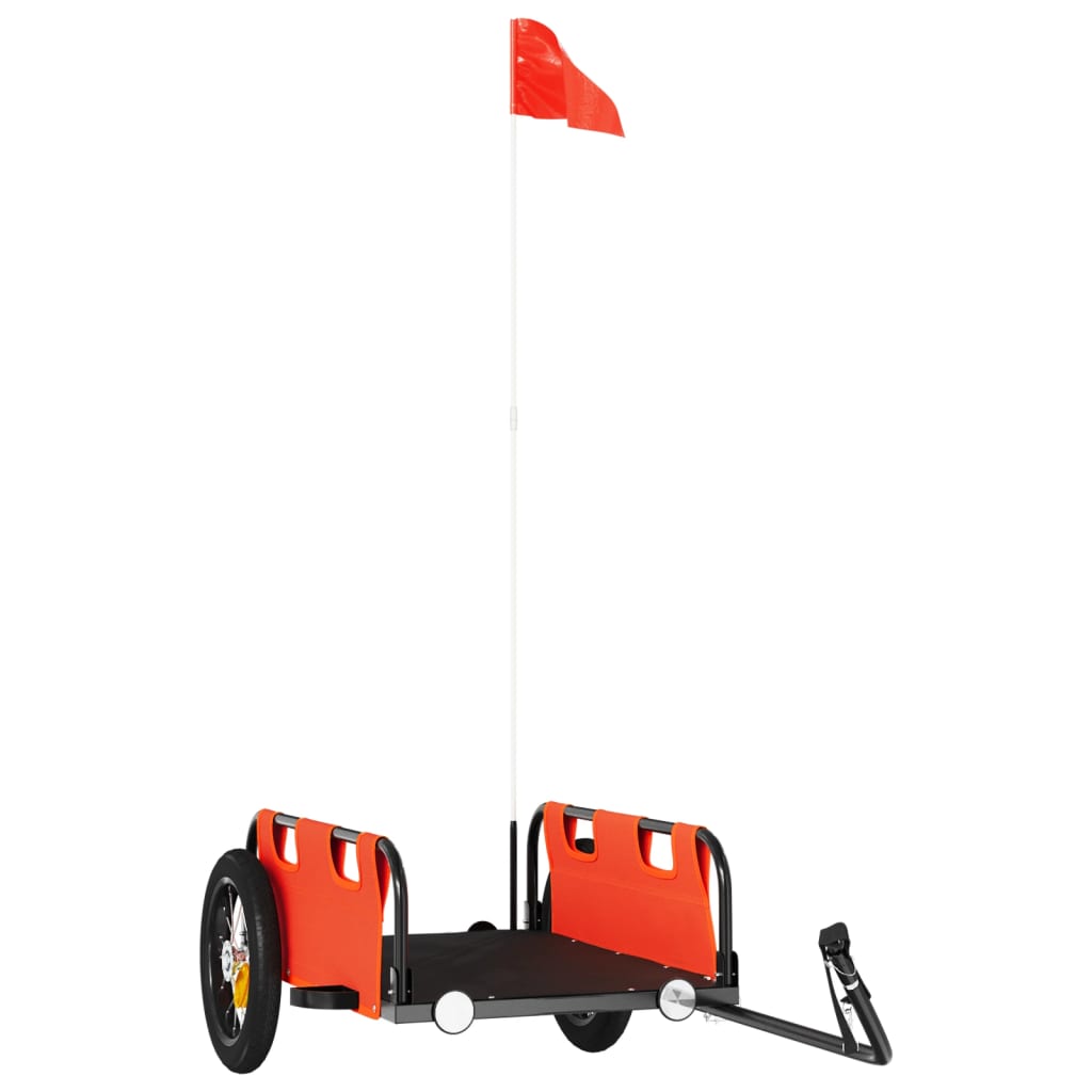 Vidaxl remorque vélo tissu oxford et fer orange