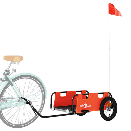 Vidaxl remorque vélo tissu oxford et fer orange