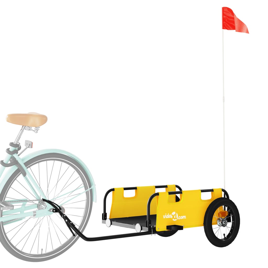 Vidaxl Bicycle Trailer tissu oxford et jaune de fer