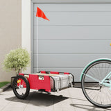 Vidaxl Bicycle Trailer tissu oxford et rouge en fer