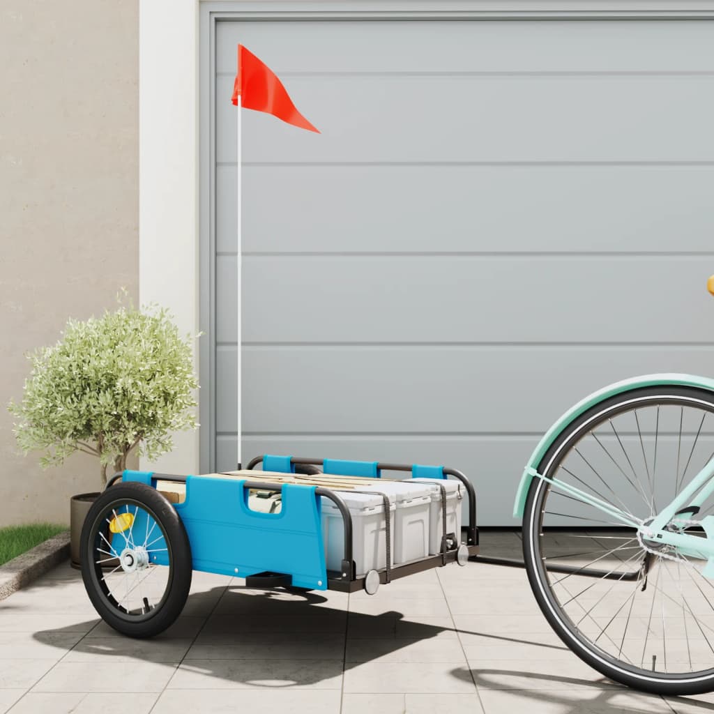 Vidaxl Bicycle Trailer Oxford Fabric et Bleu en fer