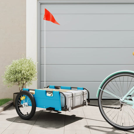Vidaxl Bicycle Trailer Oxford Fabric et Bleu en fer