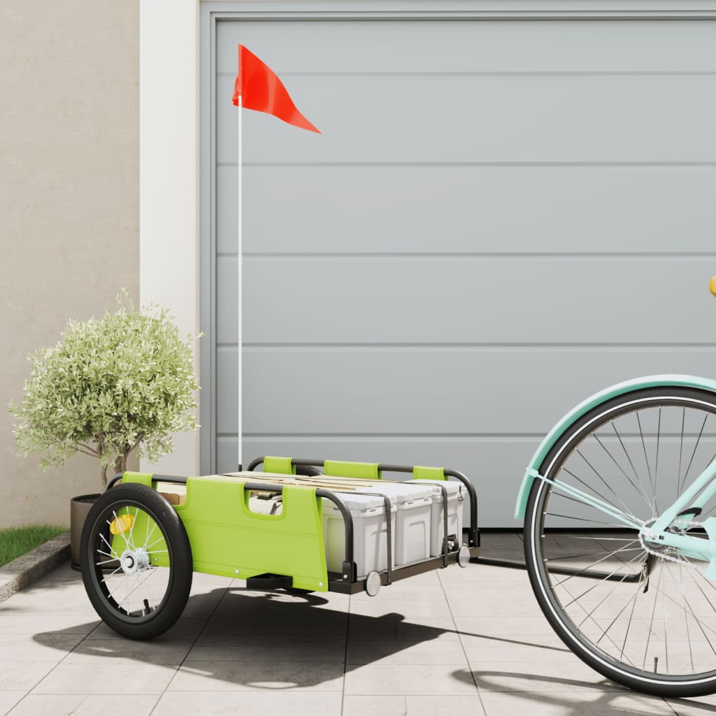 Vidaxl Bicycle Trailer Tessuto Oxford e Green di ferro