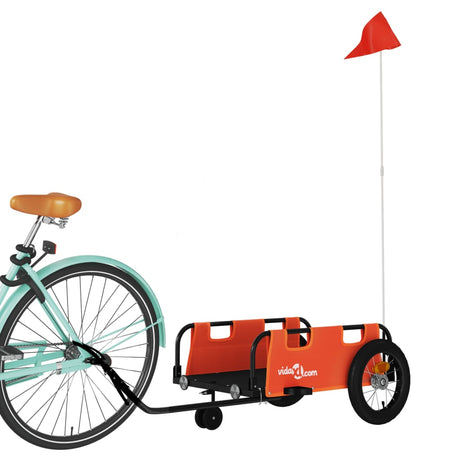 Vidaxl remorque vélo tissu oxford et fer orange