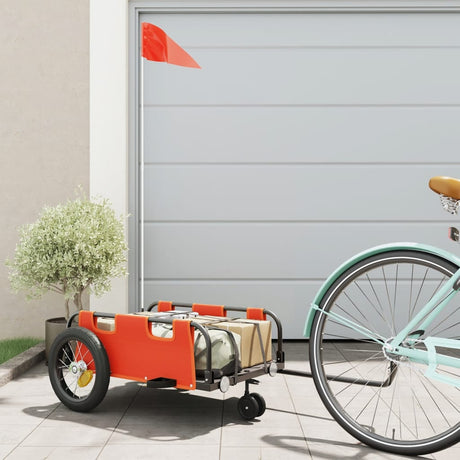 Vidaxl remorque vélo tissu oxford et fer orange