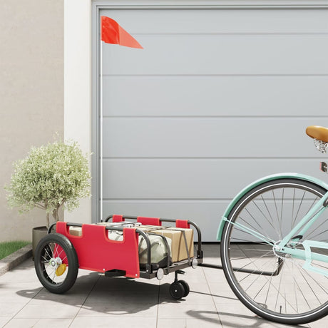 Vidaxl remorque vélo tissu oxford et fer rouge